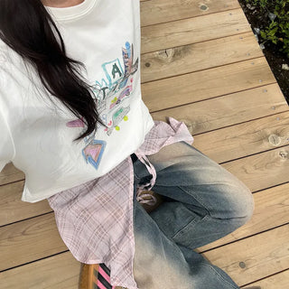 Checked layered skirt