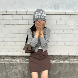 Ribbed two-button cardigan