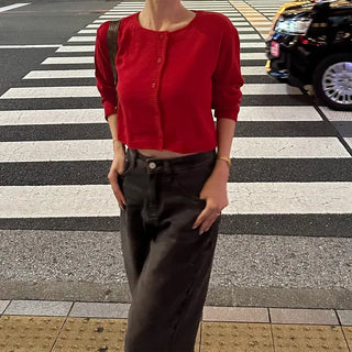 Cropped round cardigan
