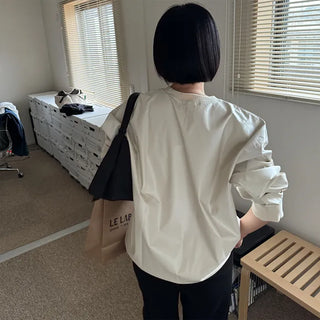 Leather glossy sweatshirt