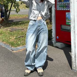 Wide denim pants