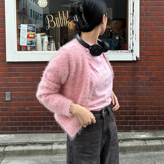 Hairy V-neck cardigan