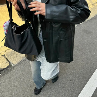 Half leather jacket