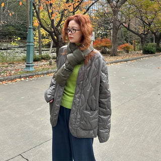 (Unisex) Quilted Button Jacket
