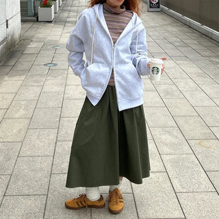 Cargo Shirring Long Skirt