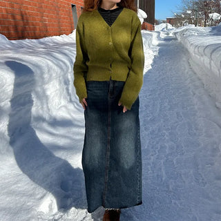 Denim long skirt
