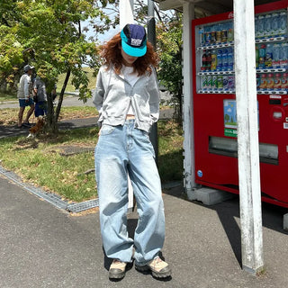 Wide denim pants