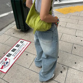 Wide denim pants