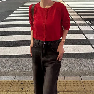Cropped round cardigan