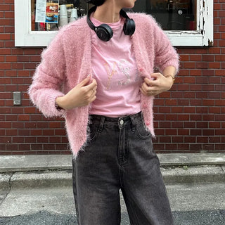 Hairy V-neck cardigan