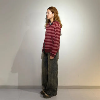 Washed wide denim pants