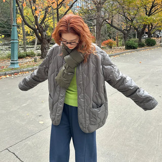 (Unisex) Quilted Button Jacket