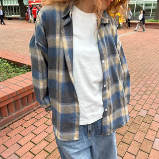 (Unisex) Casual Ombre Check Shirt