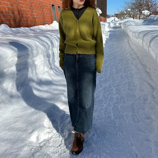 Denim long skirt