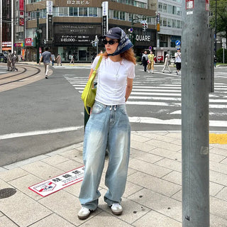 Wide denim pants