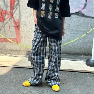 Pintuck check pants