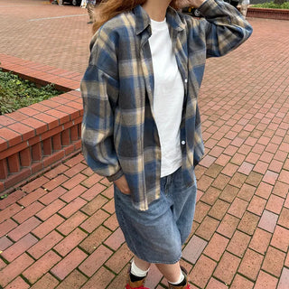 (Unisex) Casual Ombre Check Shirt
