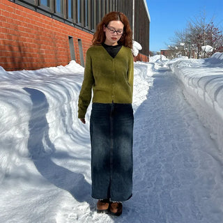 Denim long skirt