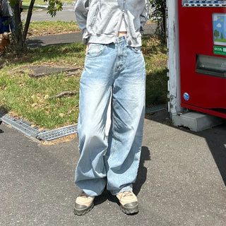 Wide denim pants