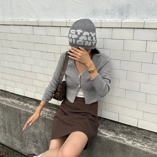 Ribbed two-button cardigan