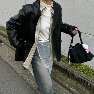 Half leather jacket