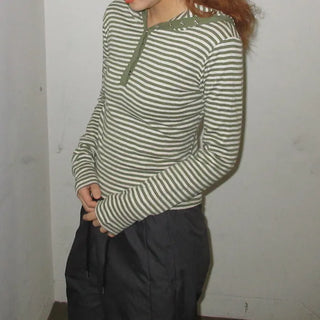 Striped button-down T-shirt