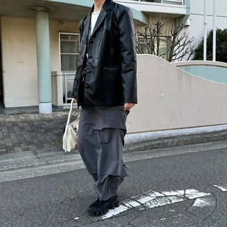 Low-balance pintuck long skirt
