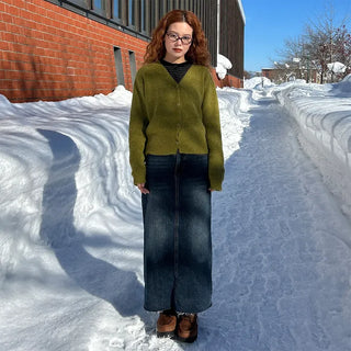 Denim long skirt
