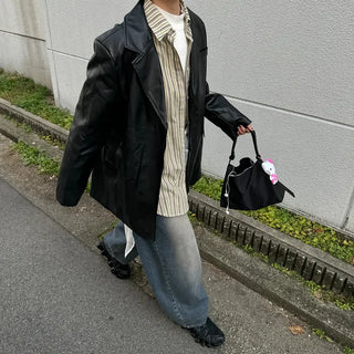 Half leather jacket