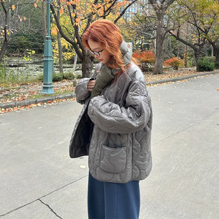(Unisex) Quilted Button Jacket