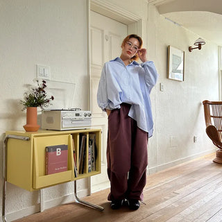 (Unisex) Washed Pintuck Wide Pants