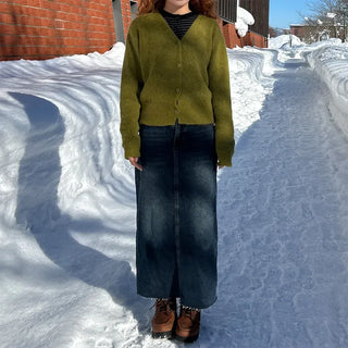 Denim long skirt