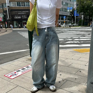 Wide denim pants