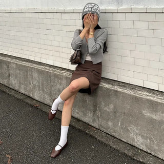 Ribbed two-button cardigan