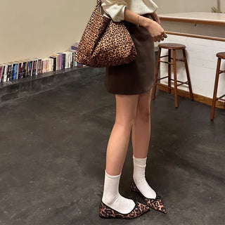Leopard print shoulder bag