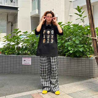 Pintuck check pants