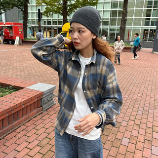 (Unisex) Casual Ombre Check Shirt