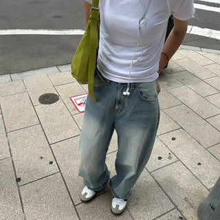 Wide denim pants