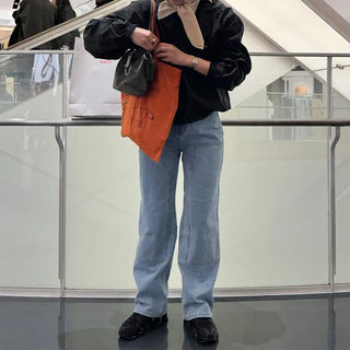 Double-knee denim pants
