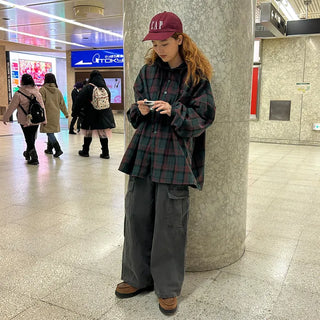 (Unisex) Check Hoodie Shirt Jacket