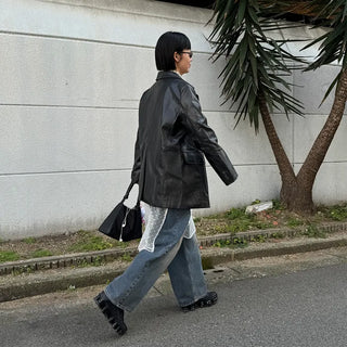 Half leather jacket
