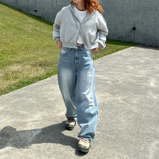 Wide denim pants