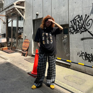 Pintuck check pants