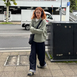 Non-washed wide-leg denim pants