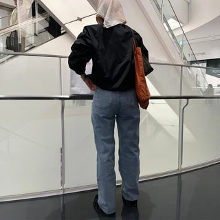 Double-knee denim pants