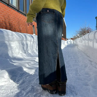Denim long skirt