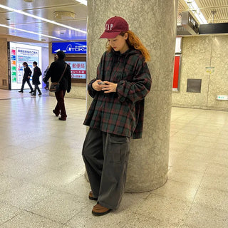 (Unisex) Check Hoodie Shirt Jacket