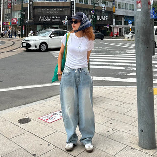 Wide denim pants