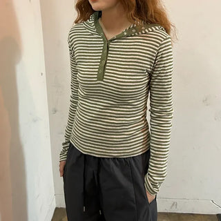 Striped button-down T-shirt