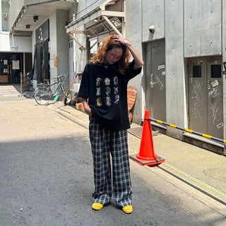 Pintuck check pants